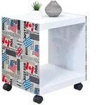 Mid.you Couchtisch, Blau, Rot, Schwarz, Wei&szlig;, Glas, Holzwerkstoff, Flaggen,