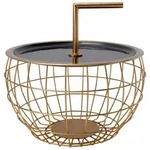 Kayoom Beistelltisch, Schwarz, Gold, Metall, rund, Gittergestell, 38x23.5x38 cm,