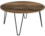 Mid.you Couchtisch, Schwarz, Alteiche, Metall, Holzwerkstoff, rund, Haarnadel,