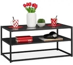 Relaxdays Couchtisch, Schwarz, Holzwerkstoff, Metall, 90x42x50 cm, Wohnzimmer,