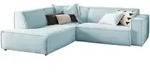 Kawola Ecksofa, Hellblau, Textil, Echtholz, 3-Sitzer, F&uuml;llung: Kaltschaum, Ottomane