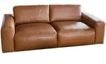 Kawola Sofa, Hellbraun, Kunststoff, Echtholz, 3-Sitzer, F&uuml;llung: Schaumstoff,