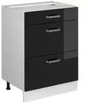 Vicco K&uuml;chenunterschrank, Schwarz Hochglanz, Wei&szlig;, Holzwerkstoff, 3 F&auml;cher, 3