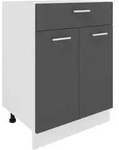 Mid.you K&uuml;chenunterschrank, Anthrazit, Wei&szlig;, Holzwerkstoff, 1 F&auml;cher, 1