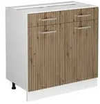 Vicco K&uuml;chenunterschrank, Eiche Artisan, Wei&szlig;, Holzwerkstoff, 1 F&auml;cher, 2