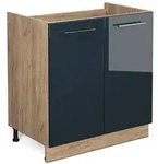 Vicco Sp&uuml;lenunterschrank, Dunkelblau, Honigeiche, Holzwerkstoff, 1 F&auml;cher,