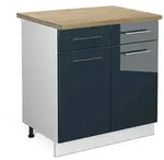 Vicco K&uuml;chenunterschrank, Dunkelblau, Wei&szlig;, Holzwerkstoff, 1 F&auml;cher, 2...