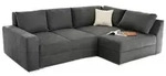 luma-home Ecksofa-Dauerschl&auml;fer, Anthrazit, Wei&szlig;, Metall, 3-Sitzer, F&uuml;llung: