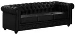 Vente-Unique Sofa, Schwarz, Leder, Uni, 3-Sitzer, 205x72x88 cm, Wohnzimmer, Sofas &