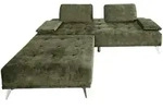 Kawola Sofa, Dunkelgr&uuml;n, Metall, Echtholz, 2-Sitzer, F&uuml;llung: Komfortschaum,