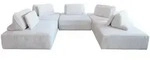 Kawola Modulsofa, Hellgrau, Kunststoff, Echtholz, 4-Sitzer, F&uuml;llung: Schaumstoff,