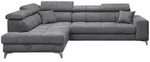 ed exciting design Ecksofa, Anthrazit, Textil, 4-Sitzer, Ottomane links,L-Form,
