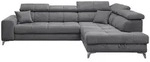 ed exciting design Ecksofa, Anthrazit, Textil, 4-Sitzer, Ottomane rechts,L-Form,