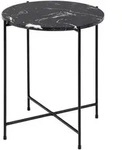 Beistelltisch, Schwarz, Stein, rund, Rundrohr, 42x45x42 cm, Reach, gastro- und