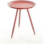 Beistelltisch, Rot, Metall, rund, konisch, Rundrohr, 47x38x47 cm, Wohnzimmer,