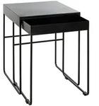 Beistelltischset, Schwarz, Metall, 2-teilig, rechteckig, Rundrohr, 39-42x51-54x39-42