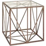 Beistelltisch, Bronze, Metall, Glas, quadratisch, 50x50x50 cm, Wohnzimmer,