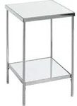 Beistelltisch, Chrom, Metall, Glas, quadratisch, eckig, 28x46x28 cm, Wohnzimmer,