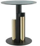 Kayoom Beistelltisch, Grau, Gold, Metall, Glas, rund, 46x52x46 cm, einfacher...
