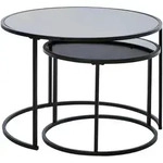 Livetastic Satztisch, Schwarz, Metall, Glas, 2-teilig, rund, Flachrohr, 73.4x50x73.4