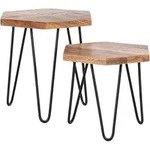 Mid.you Satztisch, Schwarz, Natur, Holz, Metall, 2-teilig, Mangoholz, massiv,