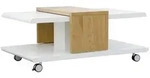Mid.you Couchtisch, Wei&szlig;, Wildeiche, Holzwerkstoff, rechteckig, 66x45x110 cm,