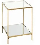 Couchtisch Porto, Klar, Gold, Metall, Glas, quadratisch, eckig, 39x55x39 cm,...