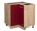 Vicco Eckunterschrank, Rot, Honigeiche, Holzwerkstoff, 1 F&auml;cher, Formgebogen,