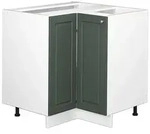 Vicco Eckunterschrank, Gr&uuml;n, Wei&szlig;, Holzwerkstoff, 2 F&auml;cher, Formgebogen,