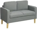 Homcom 2-Sitzer-Sofa, Hellgrau, Textil, Echtholz,Eukalyptusholz, F&uuml;llung:...