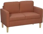 Homcom 2-Sitzer-Sofa, Orange, Textil, Teilmassiv,Eukalyptusholz, F&uuml;llung: