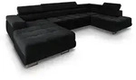 Masseno Wohnlandschaft, Schwarz, Metall, 5-Sitzer, U-Form, 345x90x202 cm, Wohnzimmer,