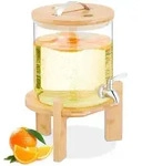 Relaxdays Getr&auml;nkespender, Mehrfarbig, Glas, Holz, Metall, Bambus, 5 L,