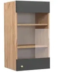 Vicco K&uuml;chenglasschrank, Anthrazit, Honigeiche, Holzwerkstoff, 2 F&auml;cher,