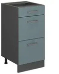 Vicco K&uuml;chenunterschrank, Blaugrau, Anthrazit, Holzwerkstoff, 3 F&auml;cher, 3