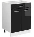 Vicco K&uuml;chenunterschrank, Schwarz Hochglanz, Wei&szlig;, Holzwerkstoff, 1 F&auml;cher, 1