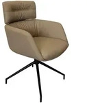 Dieter Knoll Armlehnstuhl, Taupe, Metall, Leder, Echtleder, Rindleder, Drehkreuz,