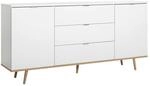 Mid.you Sideboard, Wei&szlig;, Sonoma Eiche, Holz, Eiche, massiv, 2 F&auml;cher, 3