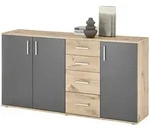Mid.you Sideboard, Grau, Eiche, Kunststoff, 2 F&auml;cher, 4 Schublade(n)...