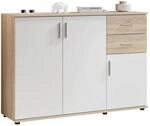 Carryhome Kommode Bobby, Wei&szlig;, Sonoma Eiche, Kunststoff, 1 F&auml;cher, 2 Schublade(n)