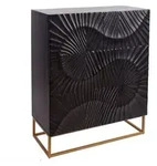 riess-ambiente Highboard, Gold, Schwarz, Metall, Echtholz,Mangoholz, Holz Optik,