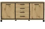 Livetastic Sideboard, Schwarz, Eiche, Metall, Kunststoff, Holzwerkstoff, 2 F&auml;cher, 4