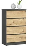 Akord Kommode, Grau, Eiche Artisan, Holzwerkstoff, Nachbildung, Holz Optik, 4