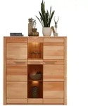 Carryhome Highboard, Kernbuche, Holz, Glas, Holzwerkstoff, Kernbuche, massiv, 8