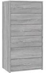 vidaXL Sideboard, Silbereichen, Holz, Strukturbuche, 6 Schubladen, Rechteckig,