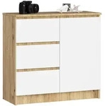 Akord Kommode, Eiche Artisan, Wei&szlig;, Holzwerkstoff, Nachbildung, Holz Optik, 2