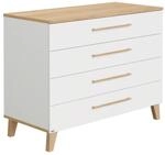 Paidi Wickelkommode Oscar, Wei&szlig;, Holz, Eiche, massiv, 4 Schublade(n) Schubladen,