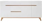 Sideboard Cervo, Wei&szlig;, Eiche, Holz, Holzwerkstoff, Eiche, furniert, massiv, 3