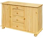 Mid.you Kommode, Natur, Holz, Kiefer, massiv, 2 F&auml;cher, 4 Schublade(n)...