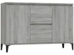 vidaXL Sideboard, Silbereichen, Holz, Strukturbuche, 2 Schubladen, Rechteckig,